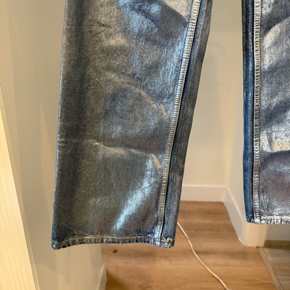 Zara Z1975 Mid Rise Straight Cut Metallic Jeans Sz 2 Eras Tour Festival Concert - Picture 8 of 11
